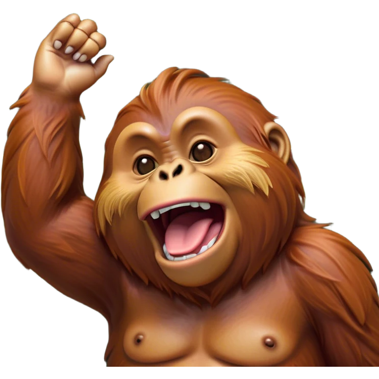 Cinematic Cute Yawning Orangutan Portrait Emoji, Head tilted slightly with a dramatic, wide-open yawn, showcasing a richly textured face with half-closed, sleepy eyes and a relaxed, open expression, Simplified yet irresistibly adorable features, highly detailed, glowing with a soft, cozy jungle glow, high shine, relaxed yet expressive, stylized with a dash of whimsical charm, soft glowing outline, capturing the essence of a drowsy yet affectionate guardian that appears ready to stretch out for a nap! emoji