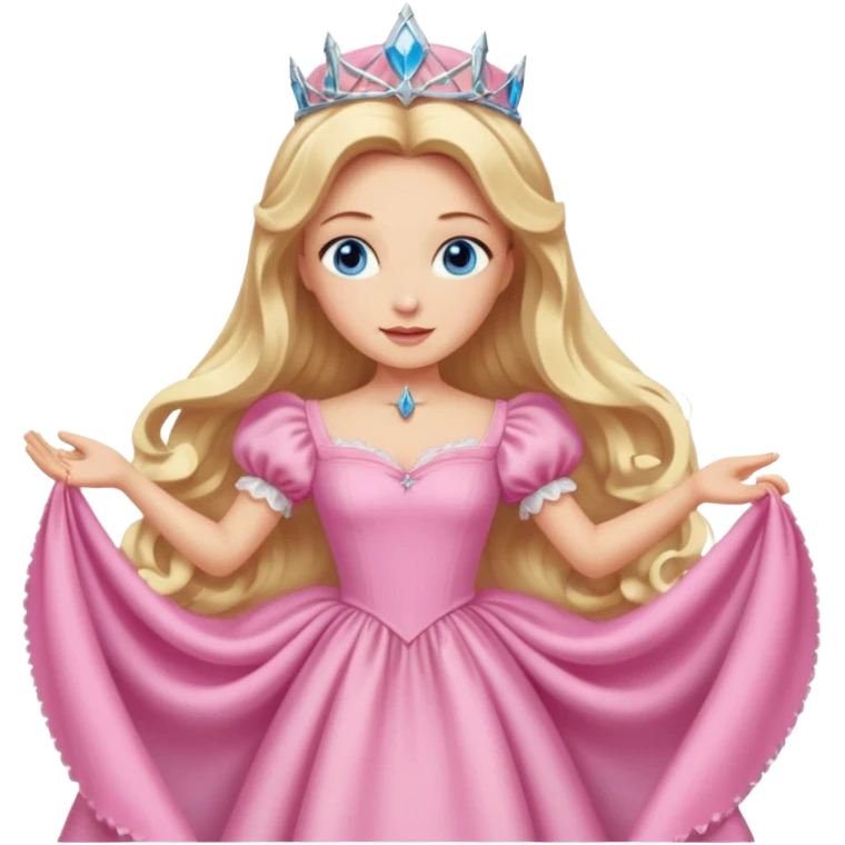 Glinda from the Wizard of Oz with blue eyes, blonde long hair, pink outfit emoji