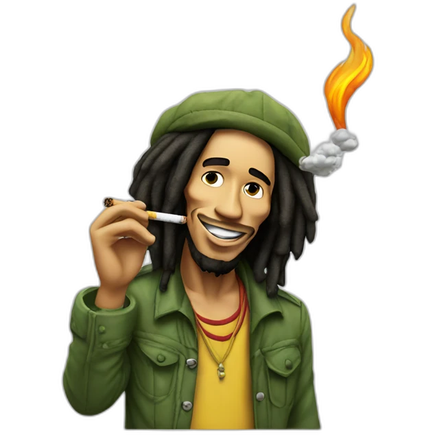 Bob Marley somking à cigarette emoji