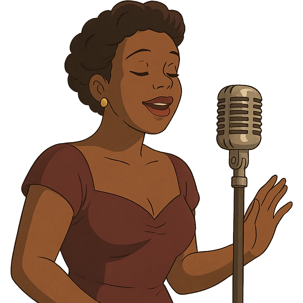 black jazz singer with vintage microphone in a 1940s nightclub emoji