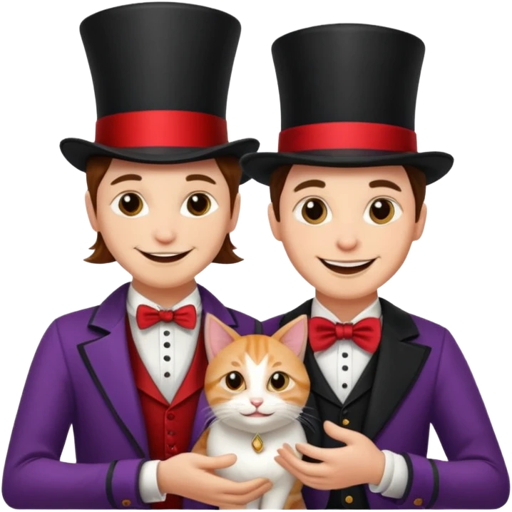 magician couple and their pet cat emoji