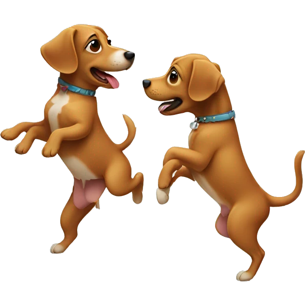 2 dogs dancing, one is from behind dancing and the other one is going down emoji