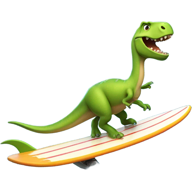 Dinosaur surfing emoji