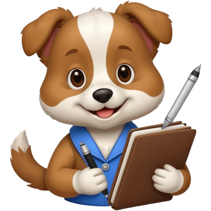 funny dog with diary and pen emoji