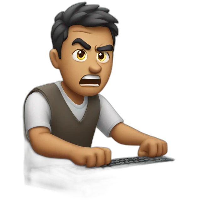 Angry man typing on keyboard emoji
