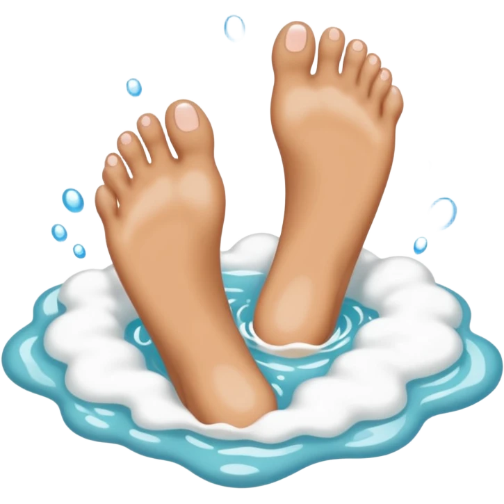 Feet in the water with foam emoji