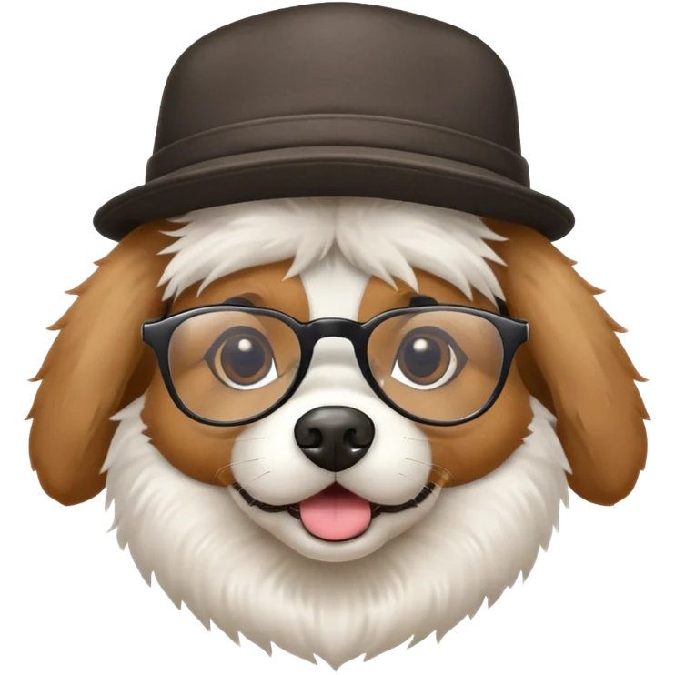 Dog wearing hat with glasses emoji