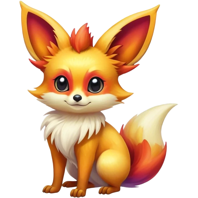 Shiny Vibrant Colorful Iridescent Fennekin-Eevee-creature-hybrid emoji