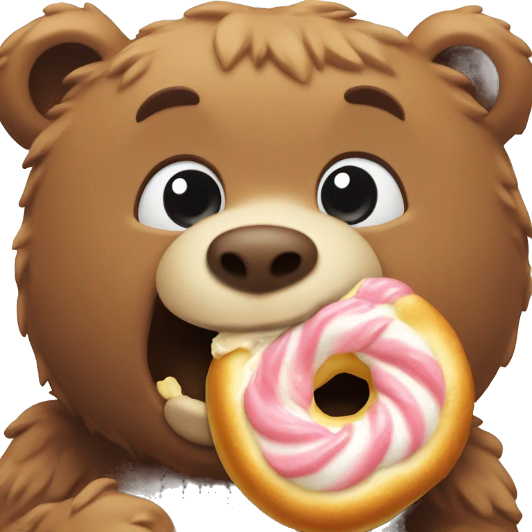 Bear eating a cinnamonroll emoji