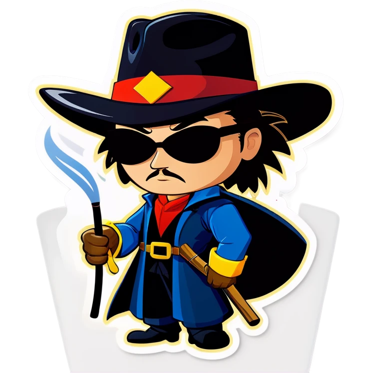 Zorro with glasses and smokin stick emoji