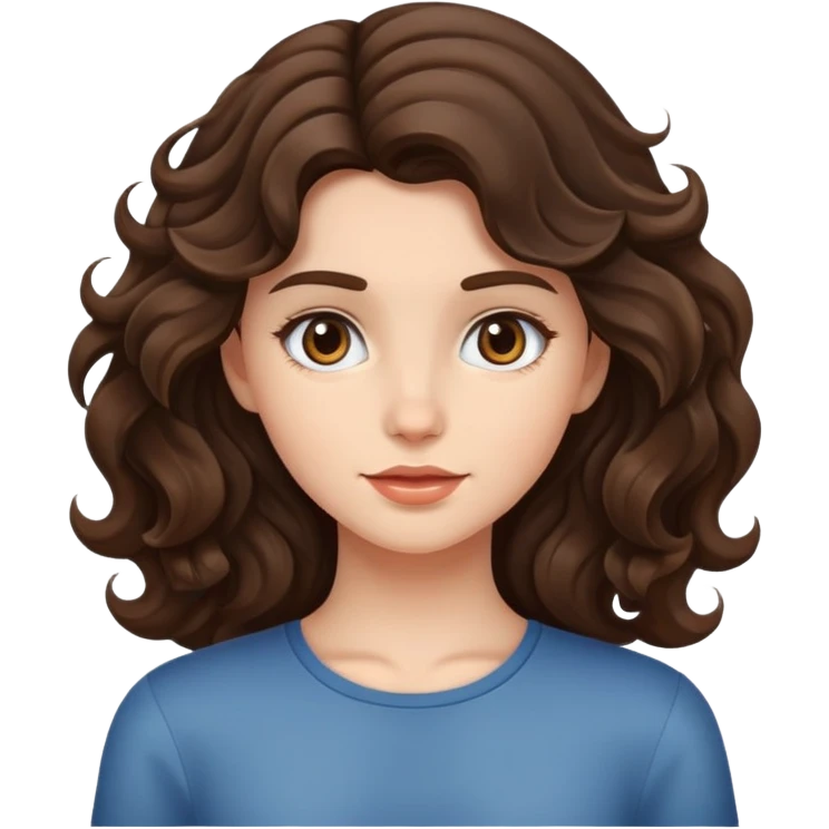 brunette girl with wavy hair emoji
