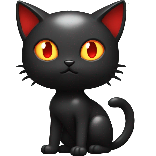 Shiny Black-Red Dark-type-Poison-type-Fakémon-Cat full body emoji