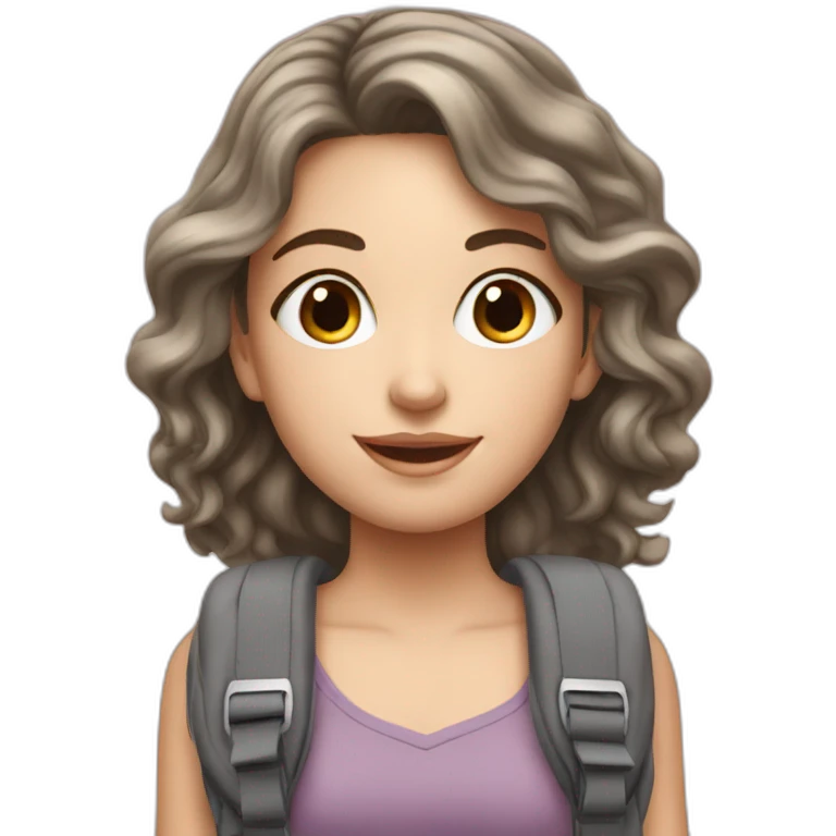Beautiful white girl from back and school bag emoji