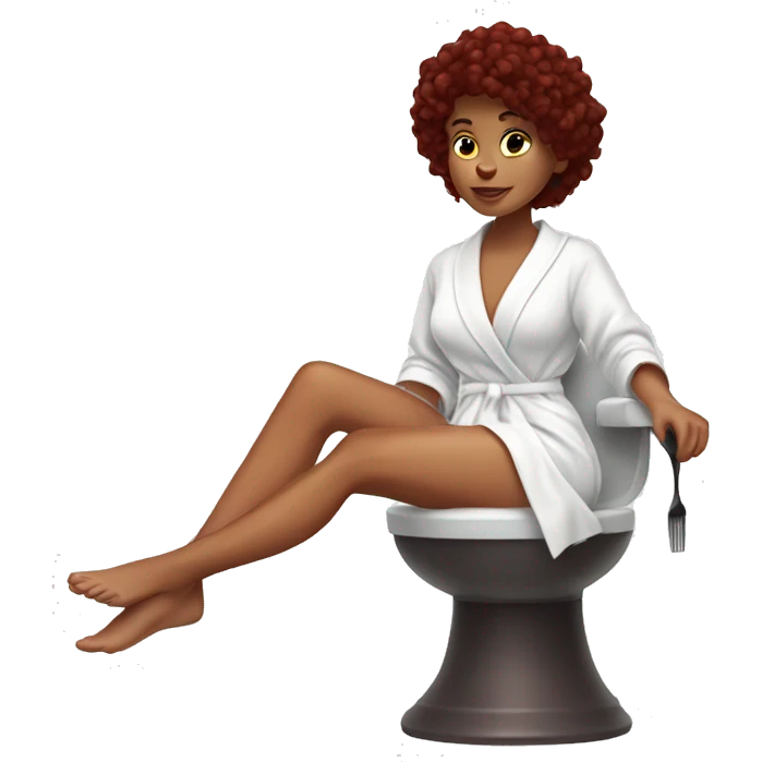 Burgundy haired girl in a white robe shaving her legs emoji
