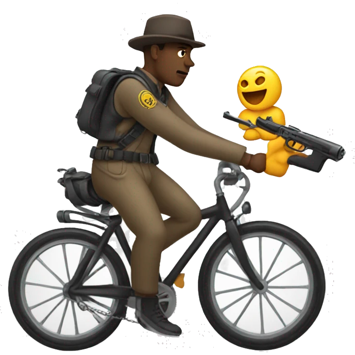 Gun peddling a bicycle emoji
