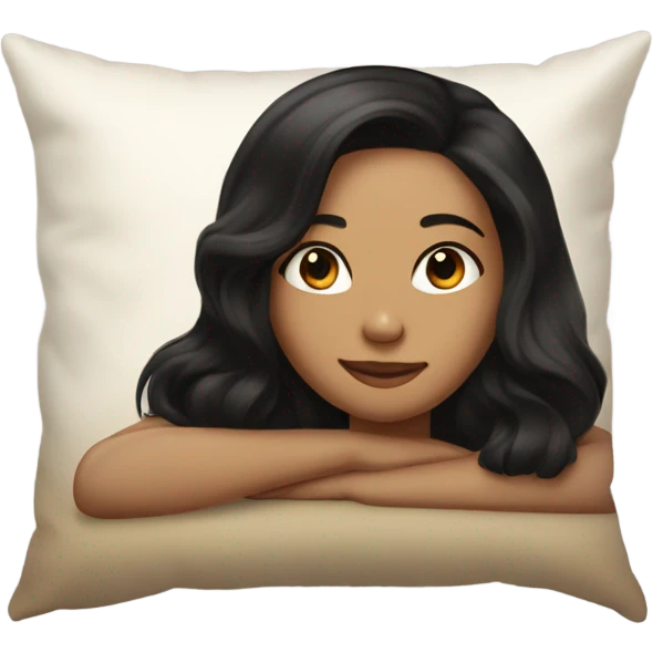 sleeping beauty black hair shoulder length hair light brown girl with silk pillow laying on side emoji