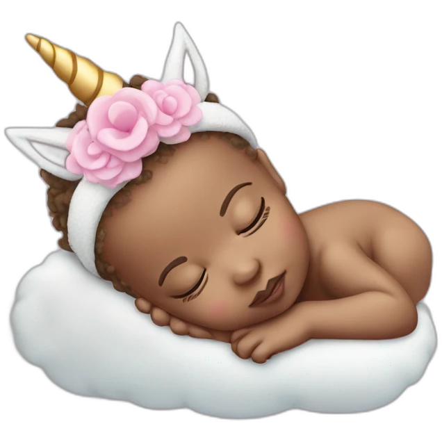 Sleeping white Newborn with unicorn headband emoji
