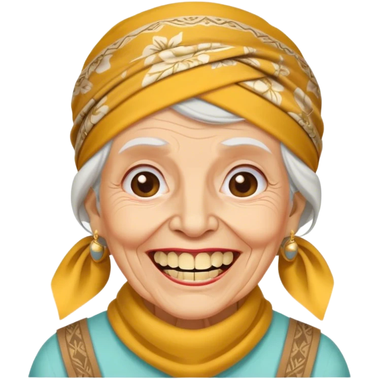 old grandma with golden teeth and a bandana on her head emoji