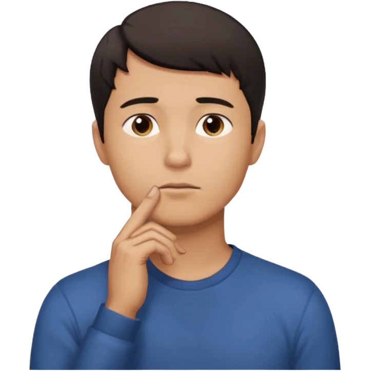 man standing, looking up to the top right, right hand touching his chin, thinking pose, thoughtful expression
 emoji