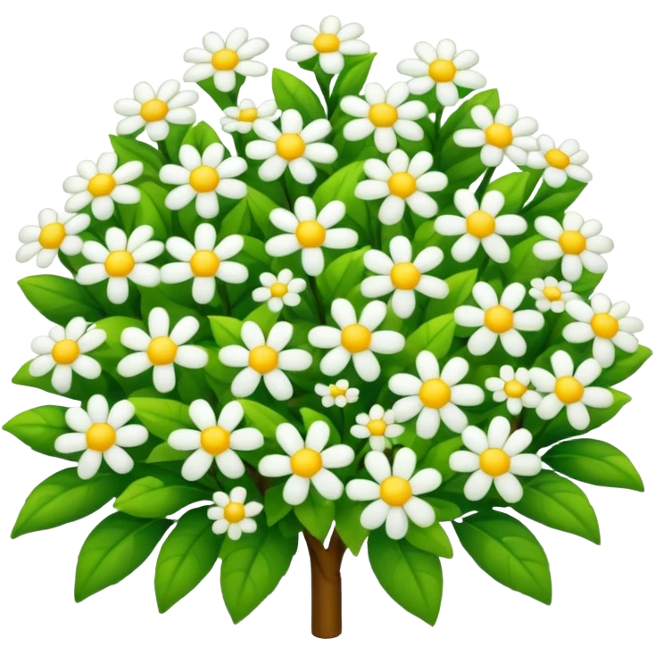 green and yellow bush with small white flower emoji