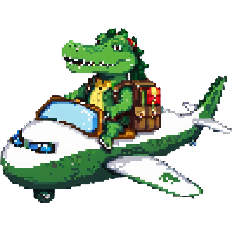 crocodile riding on an airplane emoji