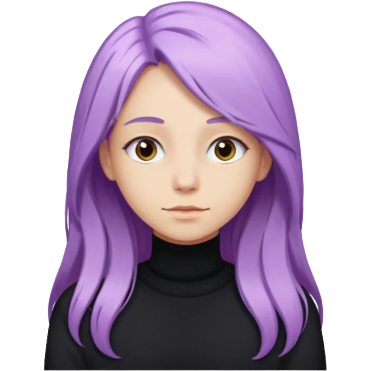 faz menos gótica mas com cabelo roxo claro comprido e camisola preto emoji