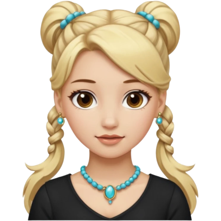 fancy blonde hair girl with ponytails brown makeup and jewellery emoji