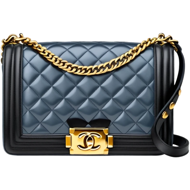 chanel le boy silver color bag gold hardware emoji
