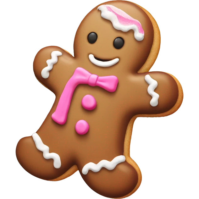 gingerbread cookie with pink frosting emoji