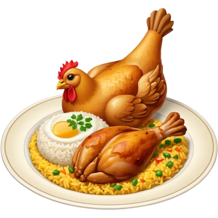 Emoji with biryani and a chicken leg piece in a plate emoji