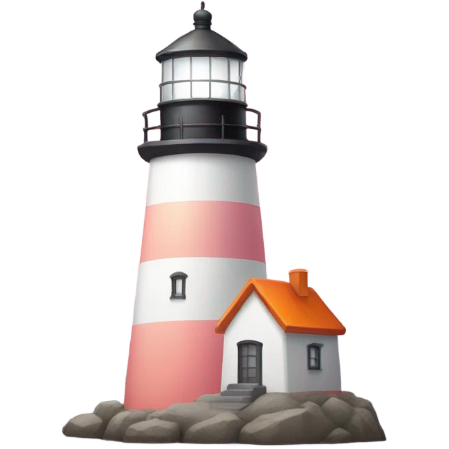 Lighthouse and orange and pink hearts  emoji
