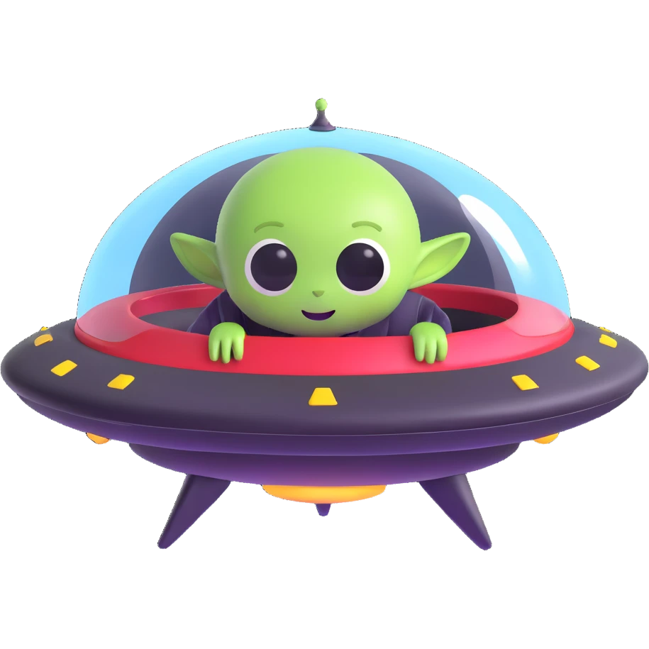 cute alien inside a flying saucer emoji