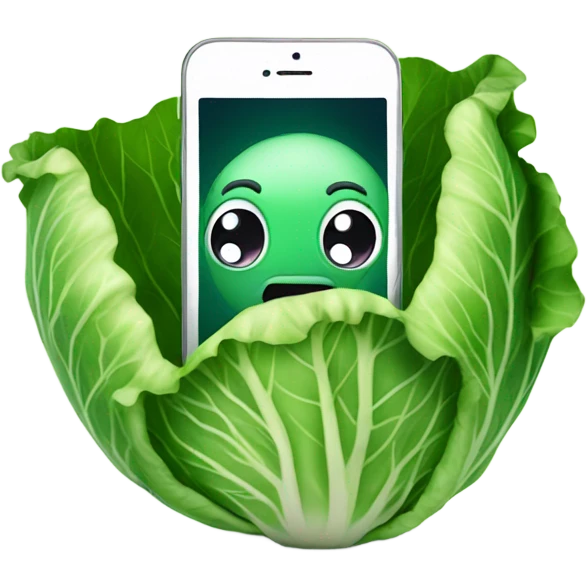cabbage takes pictures with phone emoji
