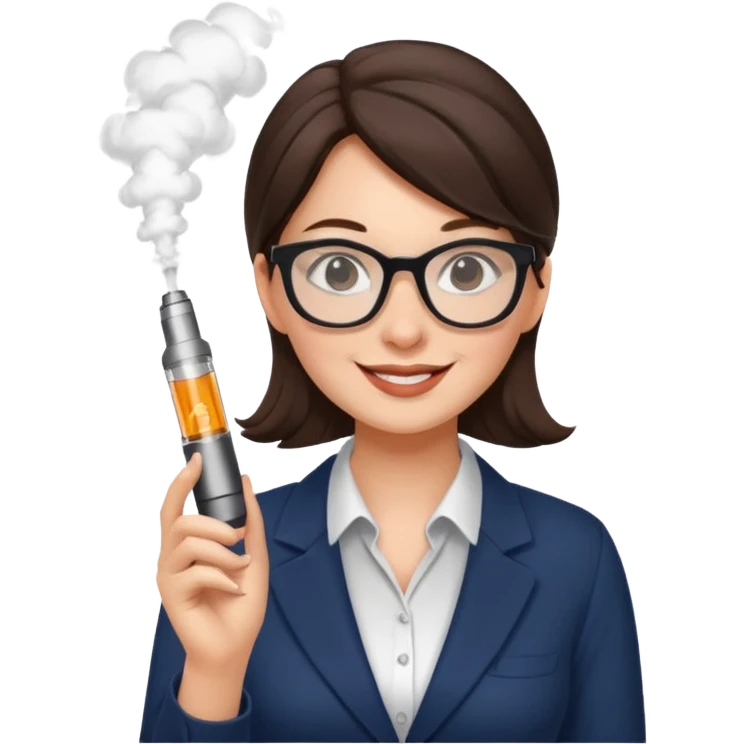 brunette office girl, vape named larisa emoji