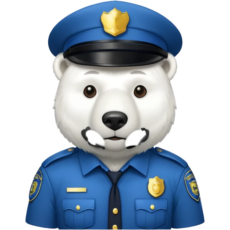 Make a humanoid polar bear dressed as a police emoji