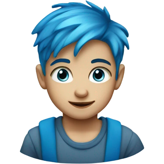Little boy with blue eyes and blue hair emoji