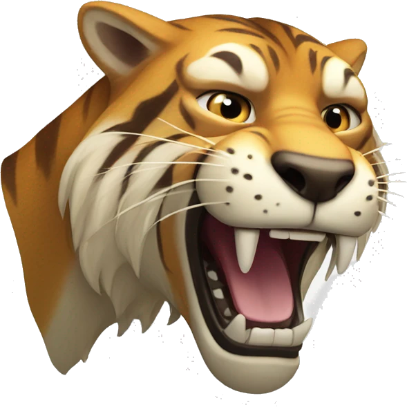 saber tooth tiger with brown fur and long canine teeth emoji