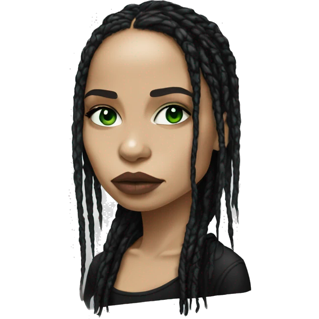 Zoë Kravitz, portrait, goth, dread, white skintone, green eyes emoji