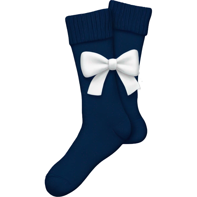 Navy blue socks with white bow  emoji