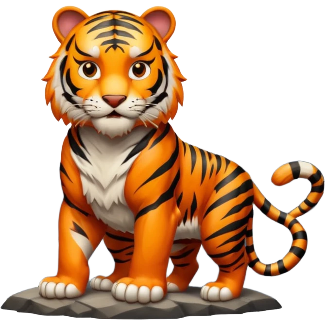 Tigre adulto feroz con la cara mas real no de caricatira en la cima montaña  emoji