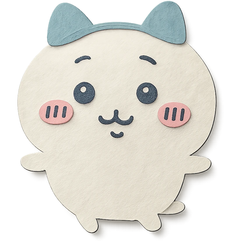 chiikawa character, paper craft style, minimal background emoji
