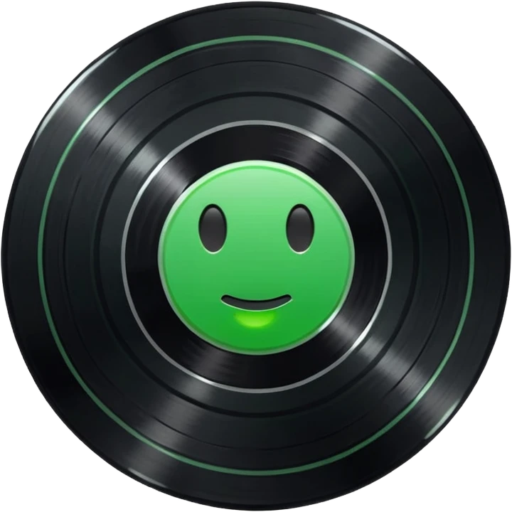 Vinyl record with green point inside emoji