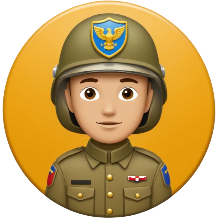 circular achievement style badge for a gr general featuring a soldier with the letters GR on their helmet emoji
