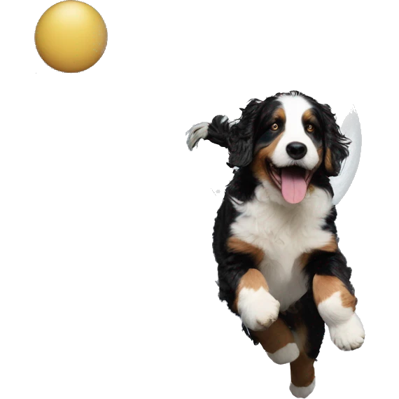 Merle bernedoodle jumping over the moon emoji
