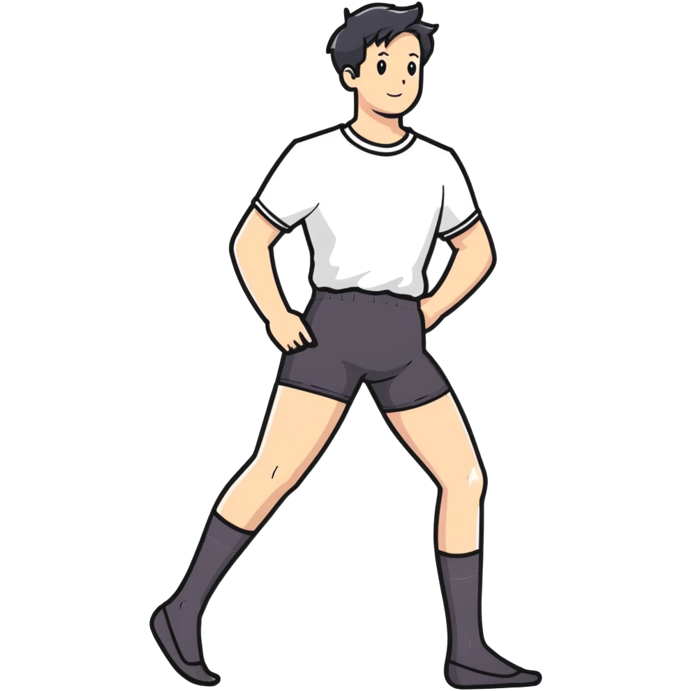 man wearing shorts and black sheer pantyhose emoji