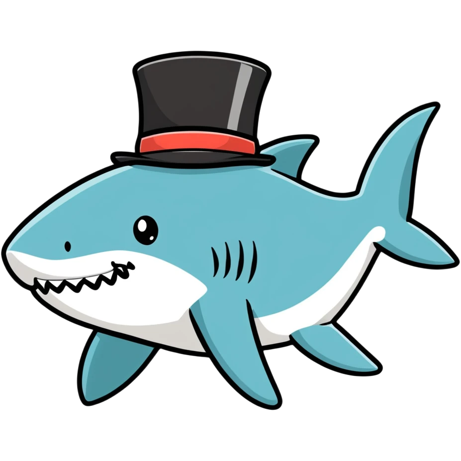 Shark with a top hat emoji