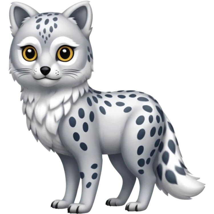 Snow-Leopard-Arctic-Fox-Arctic-Wolf-Snowy-Owl-fusion-hybrid-animal-creature, full body emoji