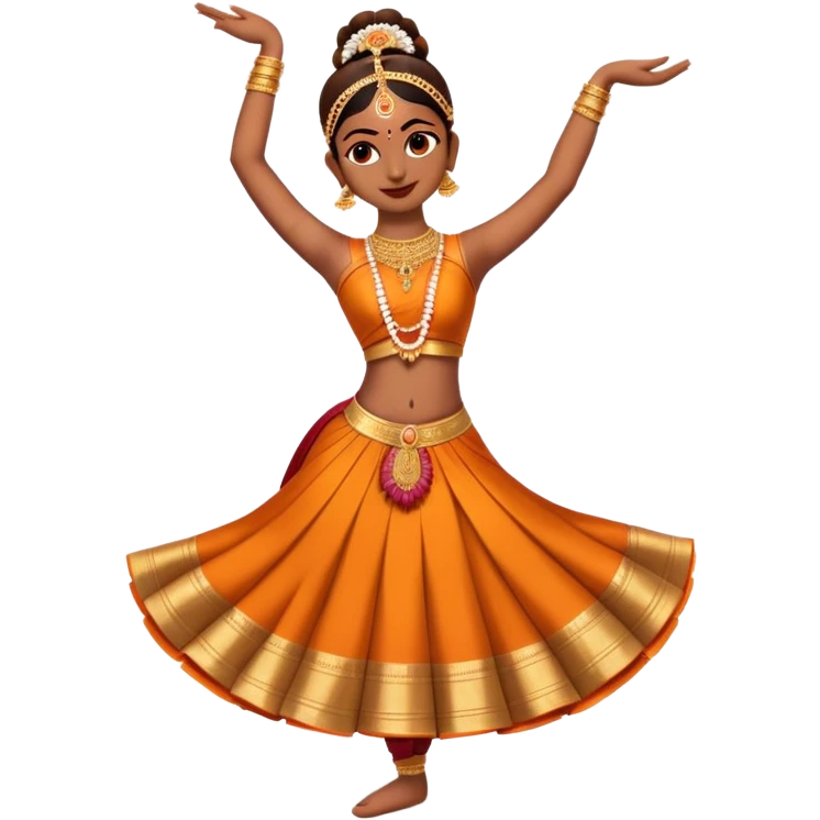 cinematic-realistic-bharatanatyam-dance-emoji,-depicted-as-an-elegant-classical-indian-dance-performance-with-graceful-poses,-intricate-costumes,-and-expressive-hand-gestures,-rendered-with-rich-textures-and-warm-dramatic-lighting, single dancer emoji