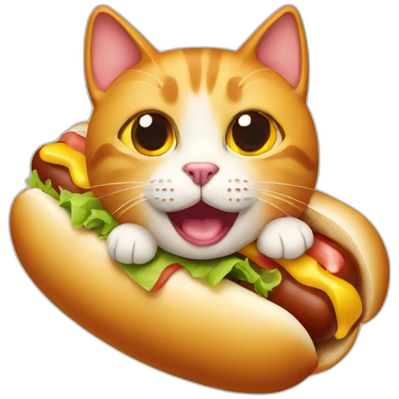 cat face in an hot dog emoji