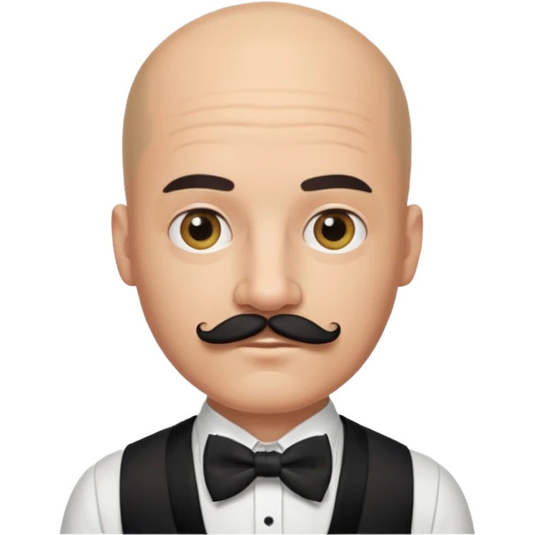 Bald guy with thick black mustache & bow tie emoji